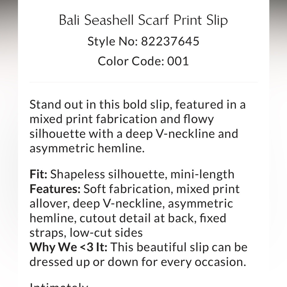 FREE PEOPLE NEW Bali seashell scarf print slip -black combo -XS - Picture 4 of 9